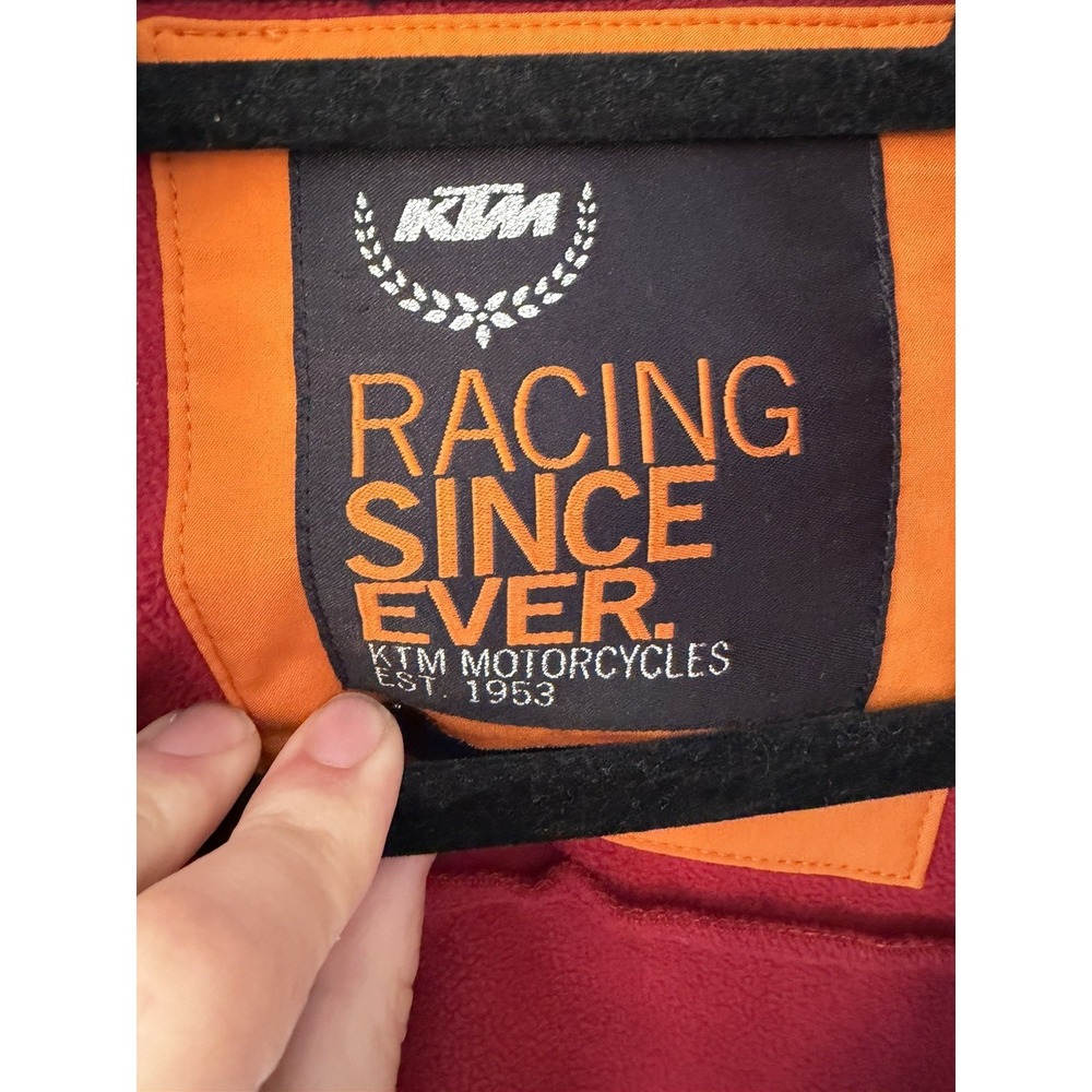 KTM Men's Racing Full Zip Jacket Red Orange Hooded Soft Shell Size Medium - Picture 6 of 10